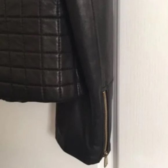 VIA SPIGA Black Leather Motorcycle Jacket - Picture 3 of 6